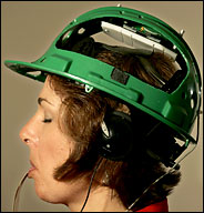 woman with helment